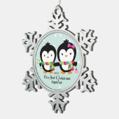 Ornement Flocon De Neige Cutie Penguin Couple Premier Noël (Vue impression)