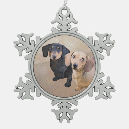 Ornement Flocon De Neige Dachshund (Smooth) Peinture - Art Chien original (Devant)