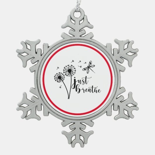 Ornement Flocon De Neige Dandelion Dragonfly Just Breathe (Devant)
