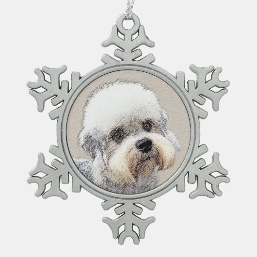 Ornement Flocon De Neige Dandie Dinmont Terrier Peinture originale de Chien (Devant)