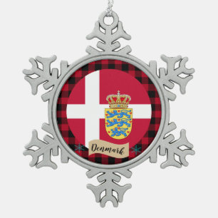 Ornement Flocon De Neige Danemark patriotique, plaid de buffle, Drapeau dan