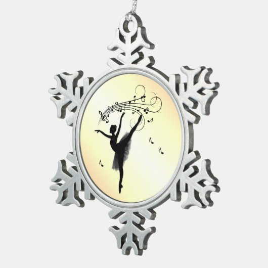 Ornement Flocon De Neige Danse Extraordinaire Ballerina avec musique Jaune (Vue impression)