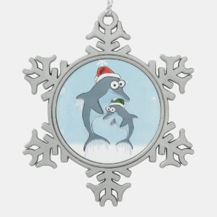 Ornement Flocon De Neige Dauphins de Noël