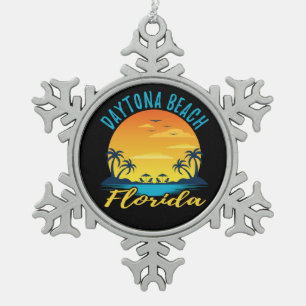 Ornement Flocon De Neige Daytona Beach Florida Palm Trees Beach