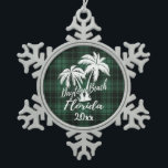 Ornement Flocon De Neige Daytona Beach Floride Palm Green Plaid<br><div class="desc">Daytona Beach Floride Palm Tree vert Plaid Ornement de Noël</div>