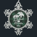 Ornement Flocon De Neige Daytona Beach Floride Palm Green Plaid<br><div class="desc">Daytona Beach Floride Palm Tree vert Plaid Ornement de Noël</div>