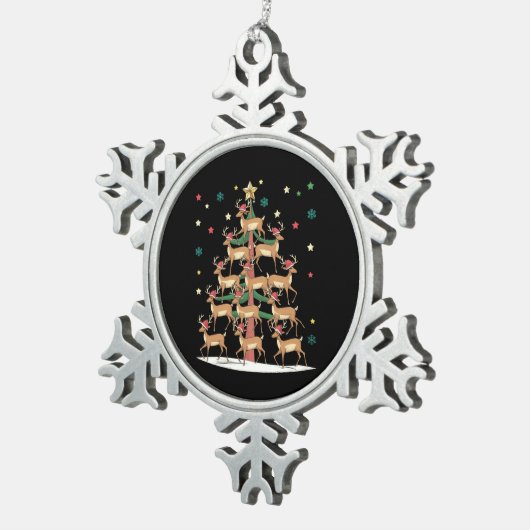 Ornement Flocon De Neige Deer Christmas Tree Drôle Vacances Cute Reindeer (Vue impression)