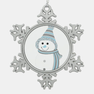 Ornement Flocon De Neige Demiboy Fierté Snowman Snowperson Blue Grey Blanc