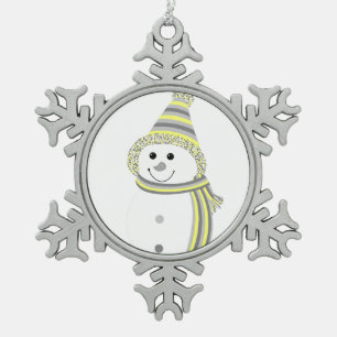 Ornement Flocon De Neige Demigender Pride Snowman Snowperson Jaune Grey