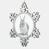 Ornement Flocon De Neige Dessin au crayon de lapin mignon (Vue impression)