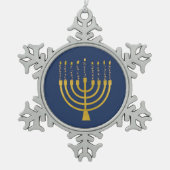 Ornement Flocon De Neige Dessin des bougies bleues de Menorah Hanoukka (Devant)