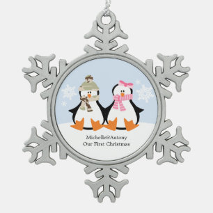 Ornement Flocon De Neige Deux pingouins militaires à thème Noël