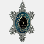 Ornement Flocon De Neige Diamant d'or, Vert floral 10e anniversaire Mariage (Gauche)