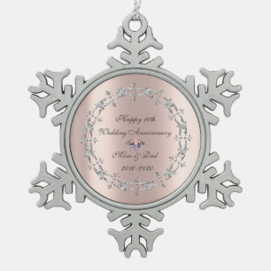 Ornement Flocon De Neige Diamonds Rose Gold 10e anniversaire Mariage