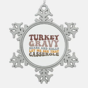 Ornement Flocon De Neige Dinde Sauce Haricots Et Roulés D'automne Thanksgiv