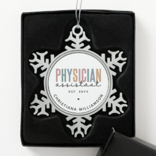 Ornement Flocon De Neige Diplôme d'adjoint de médecin PA personnalisé