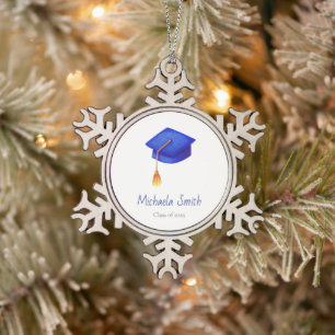 Ornement Flocon De Neige Diplôme de Noël Bonnet Royal Bleu