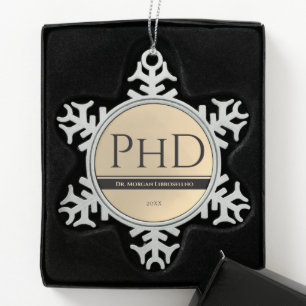 Ornement Flocon De Neige Diplôme Gold Nom Année PhD