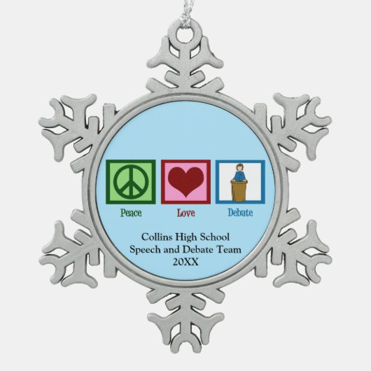 Ornement Flocon De Neige Discours et débat Équipe Cute Custom Blue Christma (Devant)