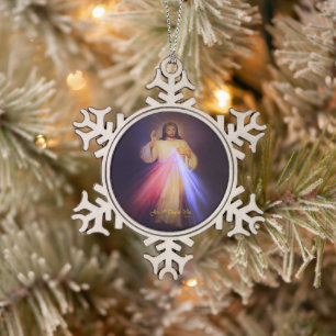 Ornement Flocon De Neige Divine Mercy Gold