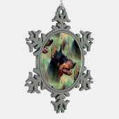 Ornement Flocon De Neige Doberman Pinscher dans les bois (Gauche)