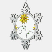 Ornement Flocon De Neige Doodart Whimsical Jaune Fleur (Vue impression)