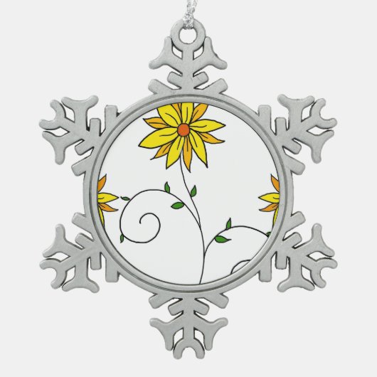 Ornement Flocon De Neige Doodart Whimsical Jaune Fleur (Devant)