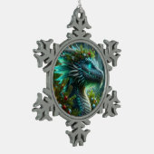 Ornement Flocon De Neige Dragon de Noël Turquoise Magique (Gauche)
