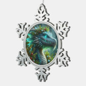 Ornement Flocon De Neige Dragon de Noël Turquoise Magique (Vue impression)