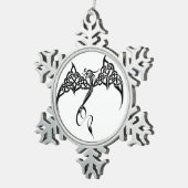 Ornement Flocon De Neige Dragon tribal celtique noir blanc (Vue impression)