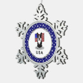 Ornement Flocon De Neige Drapeau américain mignon Boston Terrier Dog (noir) (Vue impression)