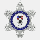 Ornement Flocon De Neige Drapeau américain mignon Boston Terrier Dog (noir) (Devant)