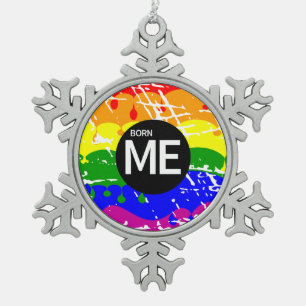 Ornement Flocon De Neige Drapeau Arc-En-Ciel Gay Né Ainsi
