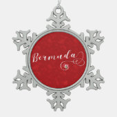 Ornement Flocon De Neige Drapeau Bermudes Dans Un Coeur (Devant)