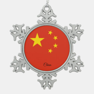 Ornement Flocon De Neige Drapeau chinois