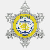 Ornement Flocon De Neige Drapeau d'Anchorage, Alaska Snowflake Pewter Chris (Devant)