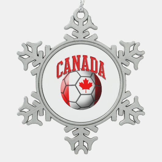 Ornement Flocon De Neige Drapeau de ballon de football du Canada (Devant)