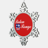 Ornement Flocon De Neige Drapeau de Baton Rouge, Louisiane Snowflake Pewter (Vue impression)