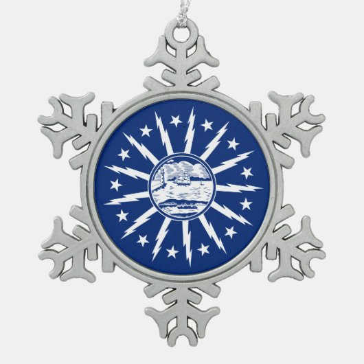 Ornement Flocon De Neige Drapeau de Buffalo, New York Snowflake Pewter Chri (Devant)