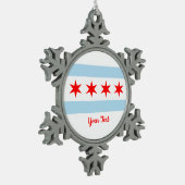 Ornement Flocon De Neige Drapeau de Chicago, Illinois Snowflake Pewter Chri (Gauche)