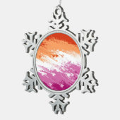 Ornement Flocon De Neige Drapeau de fierté lesbienne abstrait trippy ondulé (Vue impression)