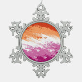 Ornement Flocon De Neige Drapeau de fierté lesbienne abstrait trippy ondulé (Devant)