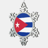 Ornement Flocon De Neige Drapeau de flocons de neige avec drapeau de Cuba (Vue impression)