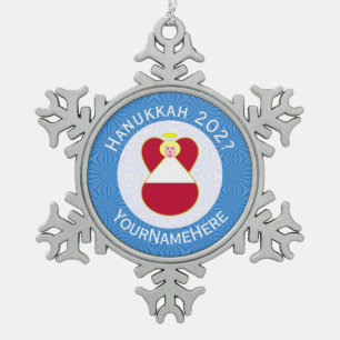 Ornement Flocon De Neige Drapeau de Hanukkah ange autrichien personnalisé