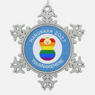 Ornement Flocon De Neige Drapeau de Hanukkah ange blond prix gay personnali
