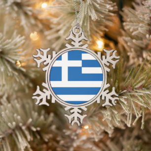 Ornement Flocon De Neige Drapeau de la Grèce Drapeau grec