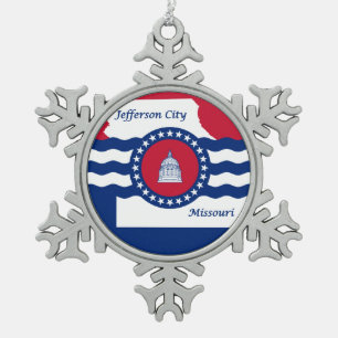 Ornement Flocon De Neige Drapeau de la ville de Jefferson, Missouri Snowfla