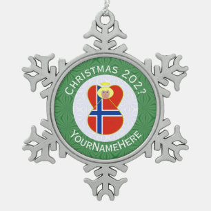 Ornement Flocon De Neige Drapeau de Noël ange norvégien personnalisé