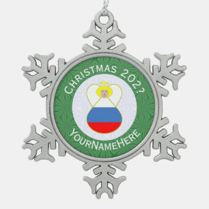 Ornement Flocon De Neige Drapeau de Noël ange russe personnalisé 