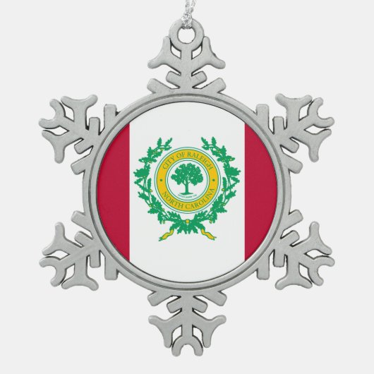Ornement Flocon De Neige Drapeau de Raleigh, Caroline du Nord Snowflake Pew (Devant)
